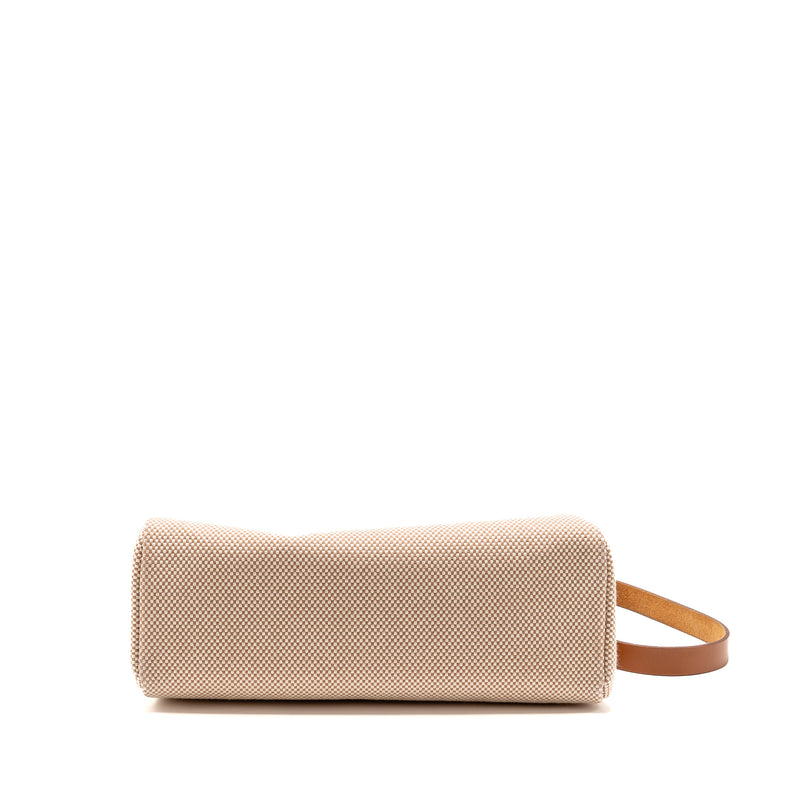 Hermes Herbag 31 Zip Bag Canvas/Vache Hunter Ecru-beige/Fauve GHW Stamp B