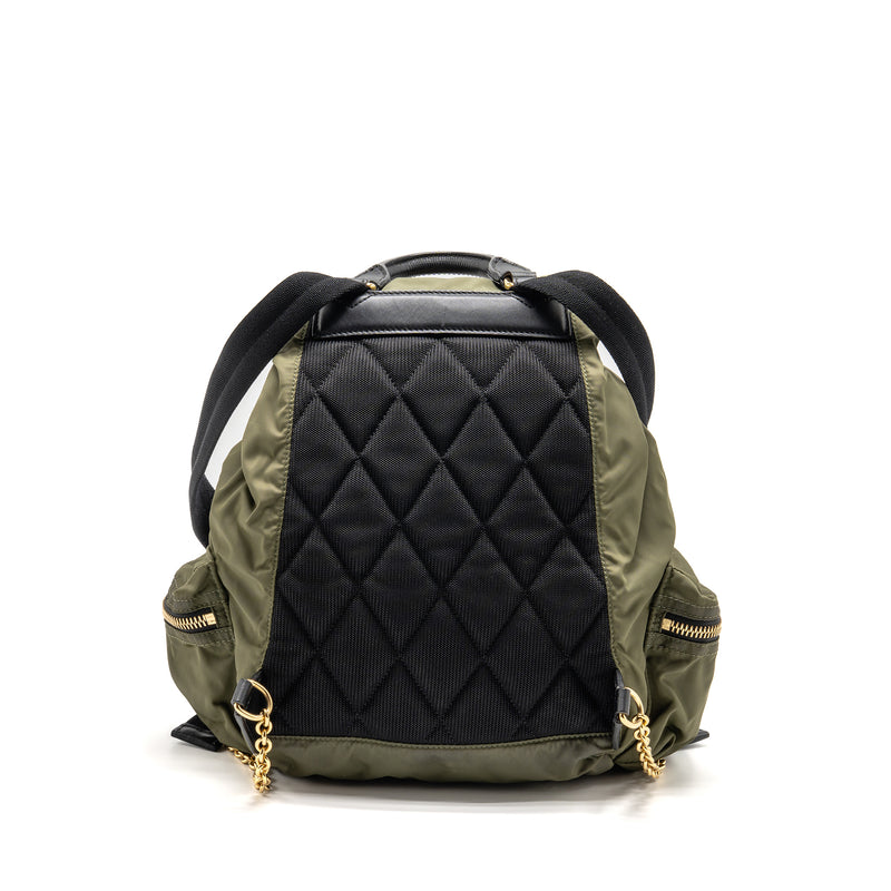burberry the medium backpack in nylon and leather Burberry Patches Rucksack Medium Backpack Nylon Dark Green GHW