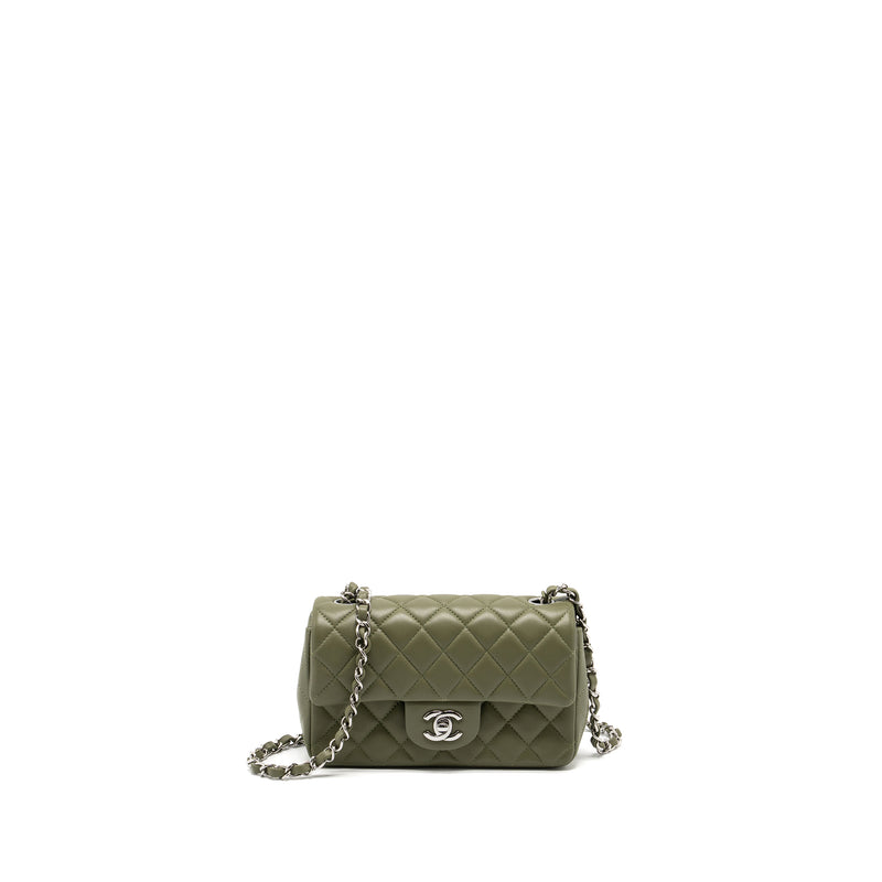 Chanel Mini Rectangular Flap Bag Lambskin Green SHW (Microchip)