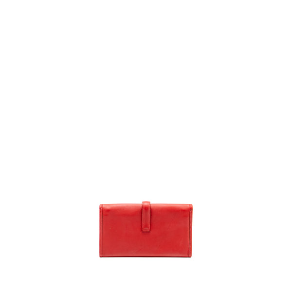 Hermes Jige Elan Wallet Swift Rouge SHW Stamp Square P