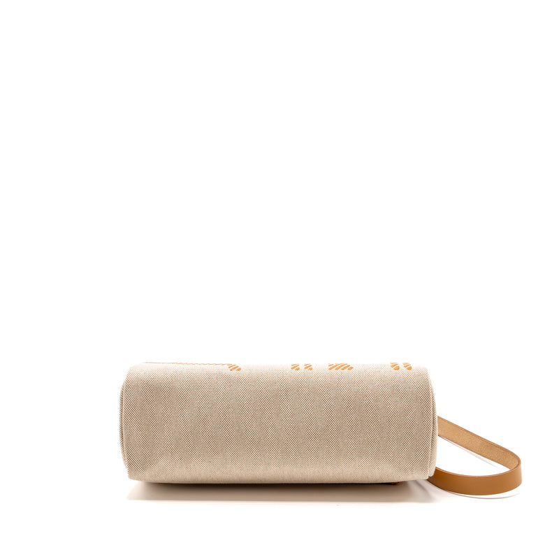 Hermes Herbag Zip 31 Toile H En Relief Brides Gala Nat Sable/Ecru Beige SHW Stamp Z