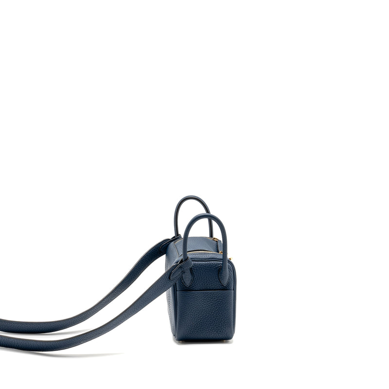 Hermes Mini Lindy Clemence Bleu De Prusse GHW Stamp W