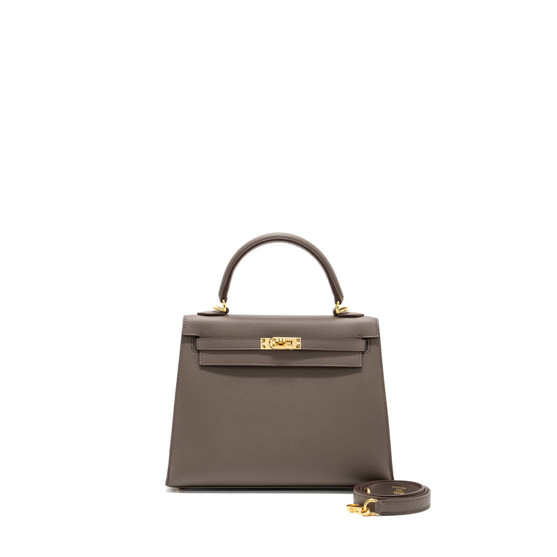 Hermes Kelly 25 Epsom 8F Gris Etain GHW Stamp D