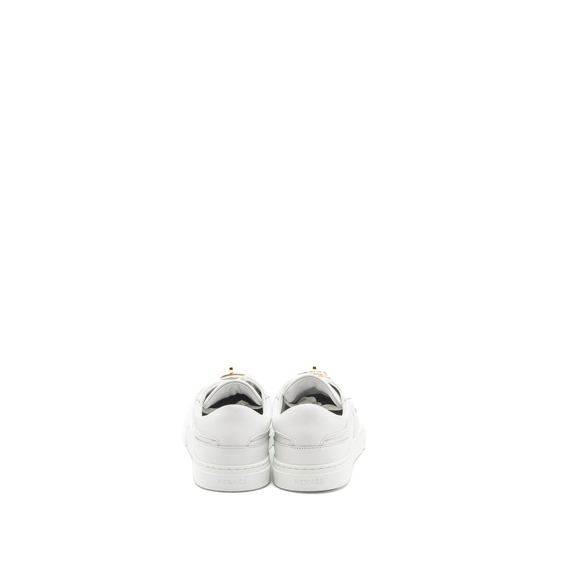 Hermes Size 37 Femme Day Sneaker Calfskin White GHW