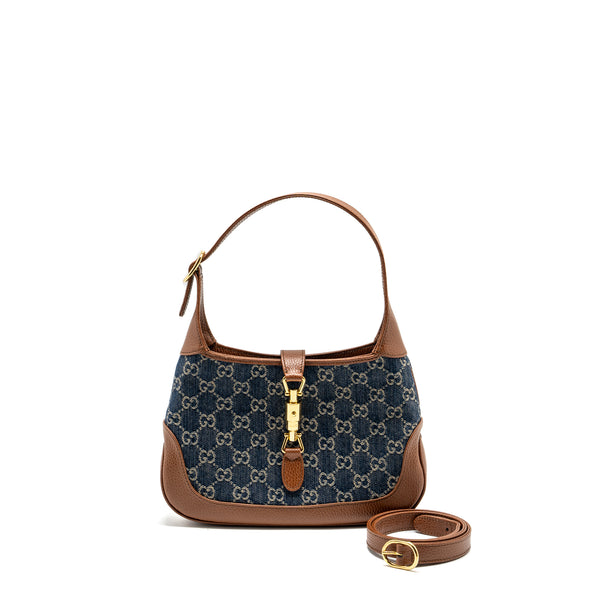 Gucci Jackie 1961 Small Shoulder Bag Denim/Leather Blue/Brown GHW