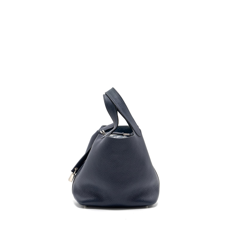 Hermes Picotin 18 Clemence Dark Blue SHW Stamp X