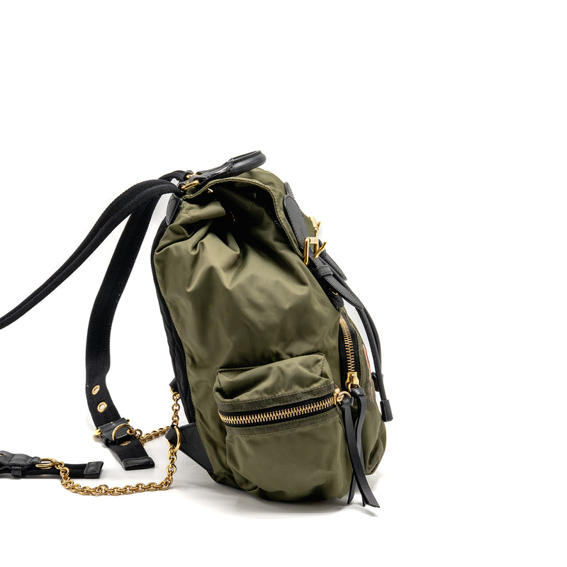 burberry rucksack medium leather backpack Burberry Patches Rucksack Medium Backpack Nylon Dark Green GHW