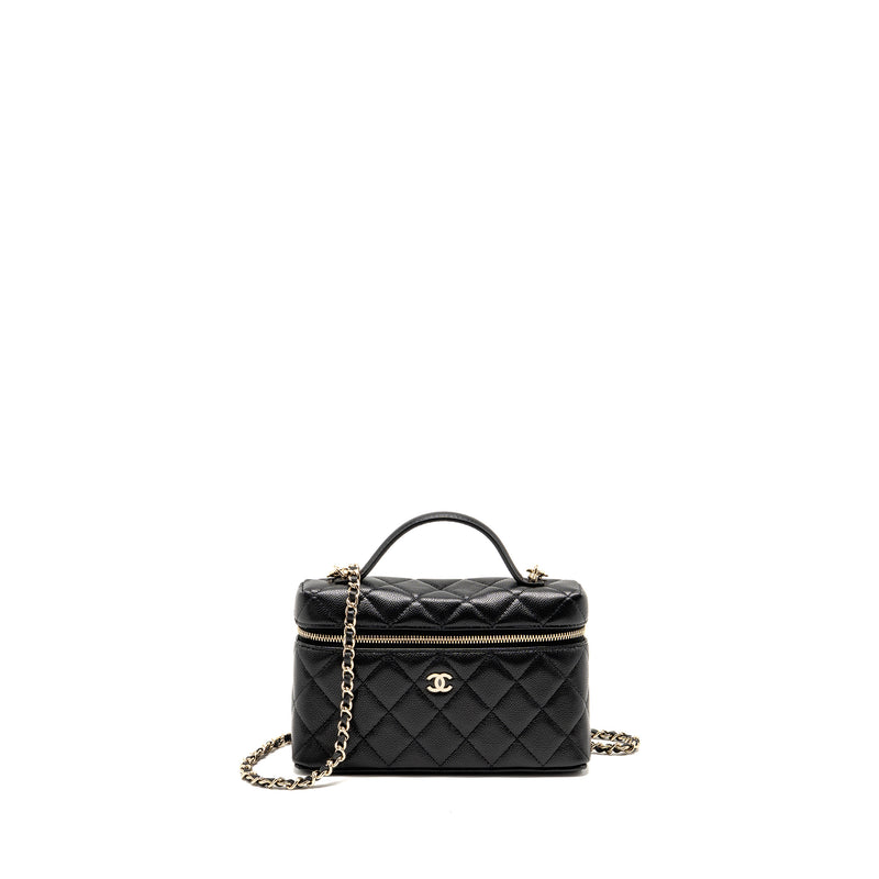Chanel 25p CC top handle vanity with chain caviar black LGHW(microchip)