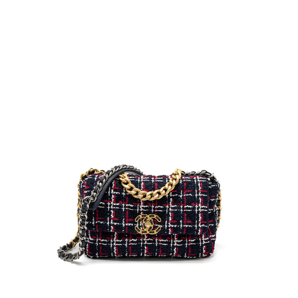 Chanel Small 19 Bag Tweed Black/Red/White Multicolour Hardware