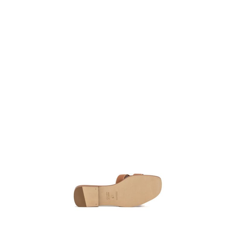 Hermes Size 37.5 Oran Sandals Calfskin Gold