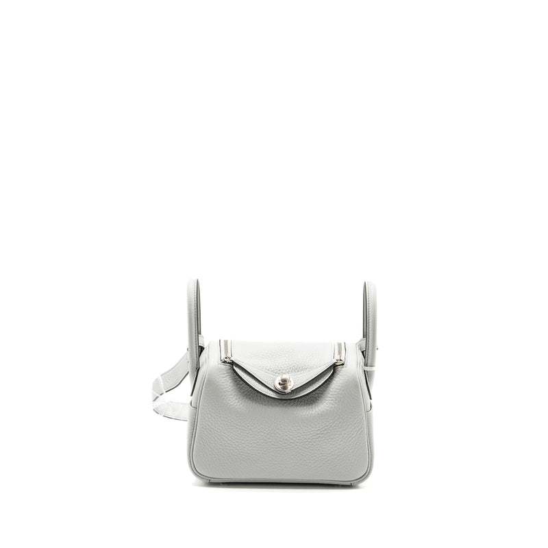 Hermes Mini Lindy Clemence Blue Pale SHW Stamp W