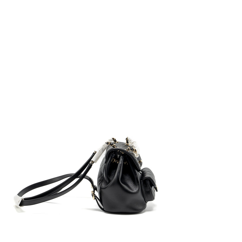 Chanel 24P Mini Duma backpack calfskin black LGHW (Microchip)