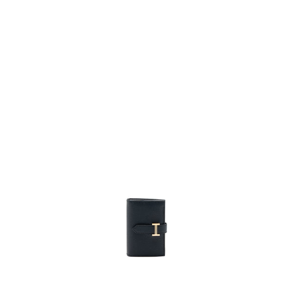 Hermes Bearn Mini Wallet Epsom Blue Indigo SHW Stamp U