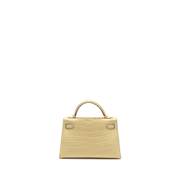 Hermes Mini Kelly II Alligator MIssissippiensis Matt Y1 Vanille GHW Stamp W