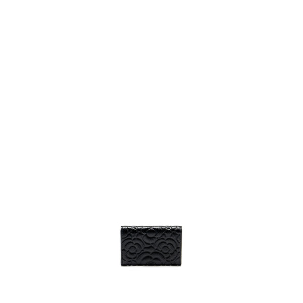 Chanel Camellia Embossed Card Holder Caviar Black SHW