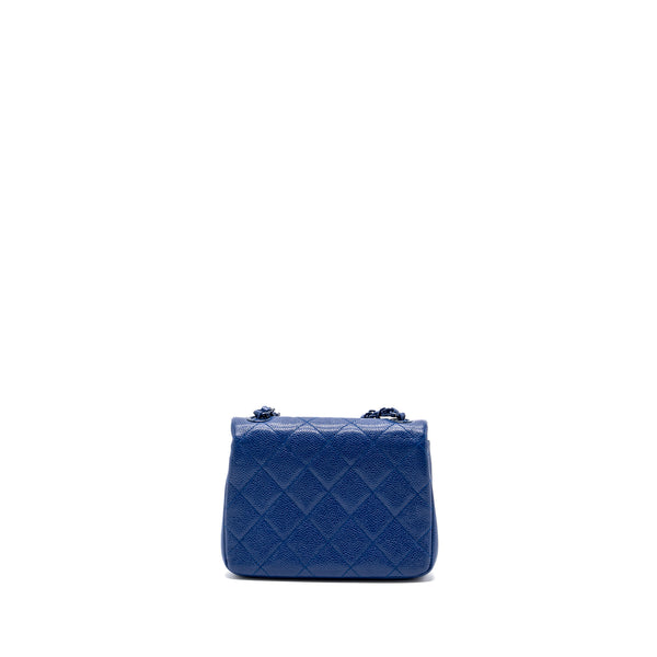 Chanel Square Flap Bag Caviar Blue with blue hardware