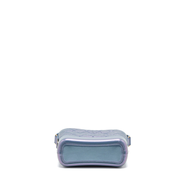 Chanel Small Gabrielle Hobo Bag Aged Calfskin Iridescent Blue Multicolour Hardware
