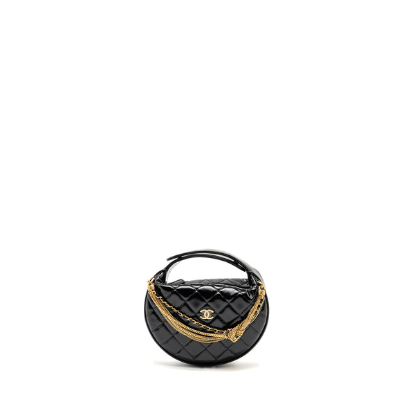 Chanel 21A Round Clutch with Detail Chain Calfskin Black GHW(microchip)