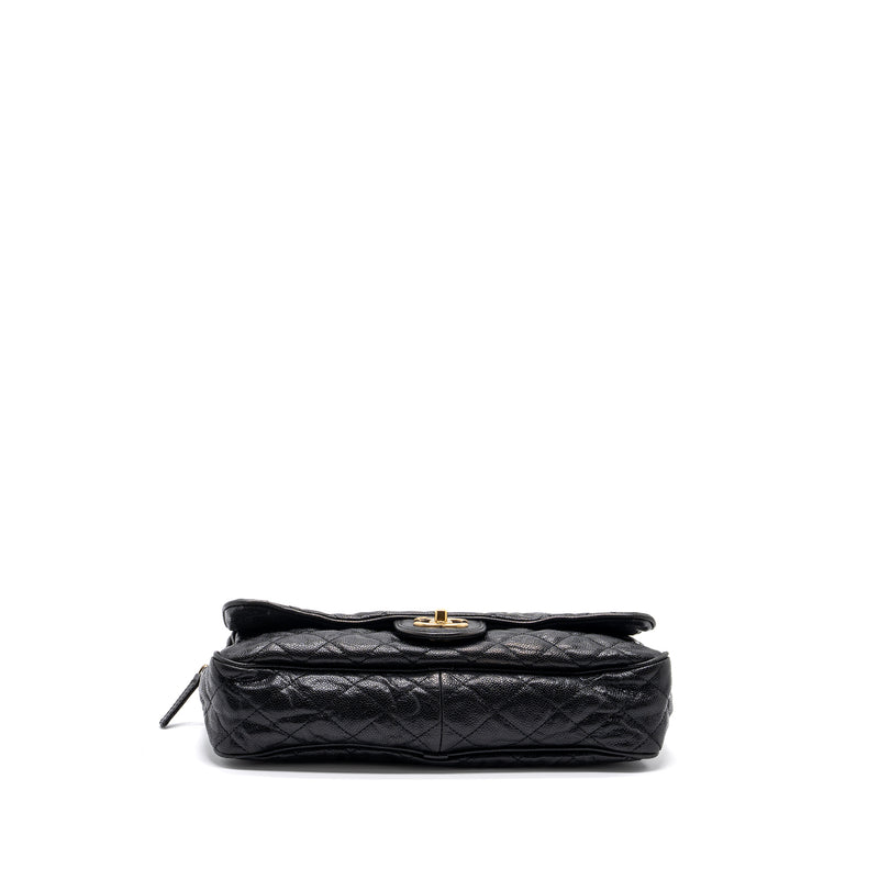 Chanel Large Flap Bag Grained Calfskin Black Brushed GHW