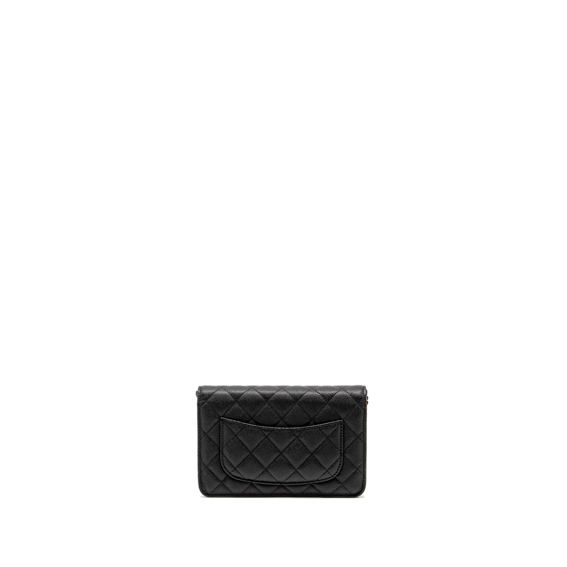 Chanel Detailed CC logo Wallet on chain Caviar Caviar Black GHW (Microchip)