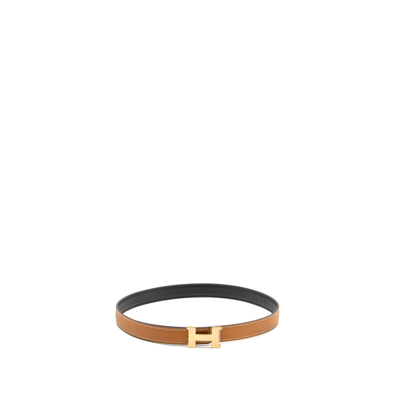 Hermes Size 75 H Buckle reversible Belt Epsom/ Swift  Gold RGHW Stamp C