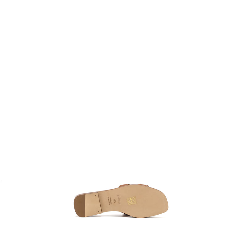 Hermes Size 37.5 Oran Sandals Calfskin Gold