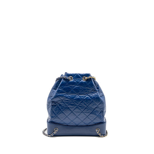 Chanel Gabrielle Backpack Aged Calfskin Blue Multicolour Hardware