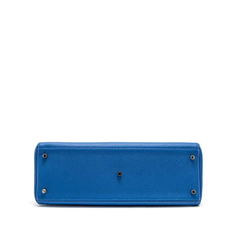 Hermes Shoulder Kelly Clemence Blue SHW Stamp Square O