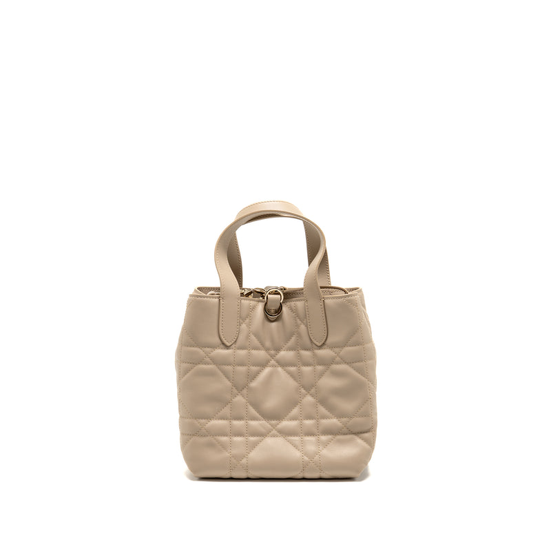 Dior Small Dior Toujours Vertical Tote Bag Macrocannage Calfskin Powder Beige LGHW