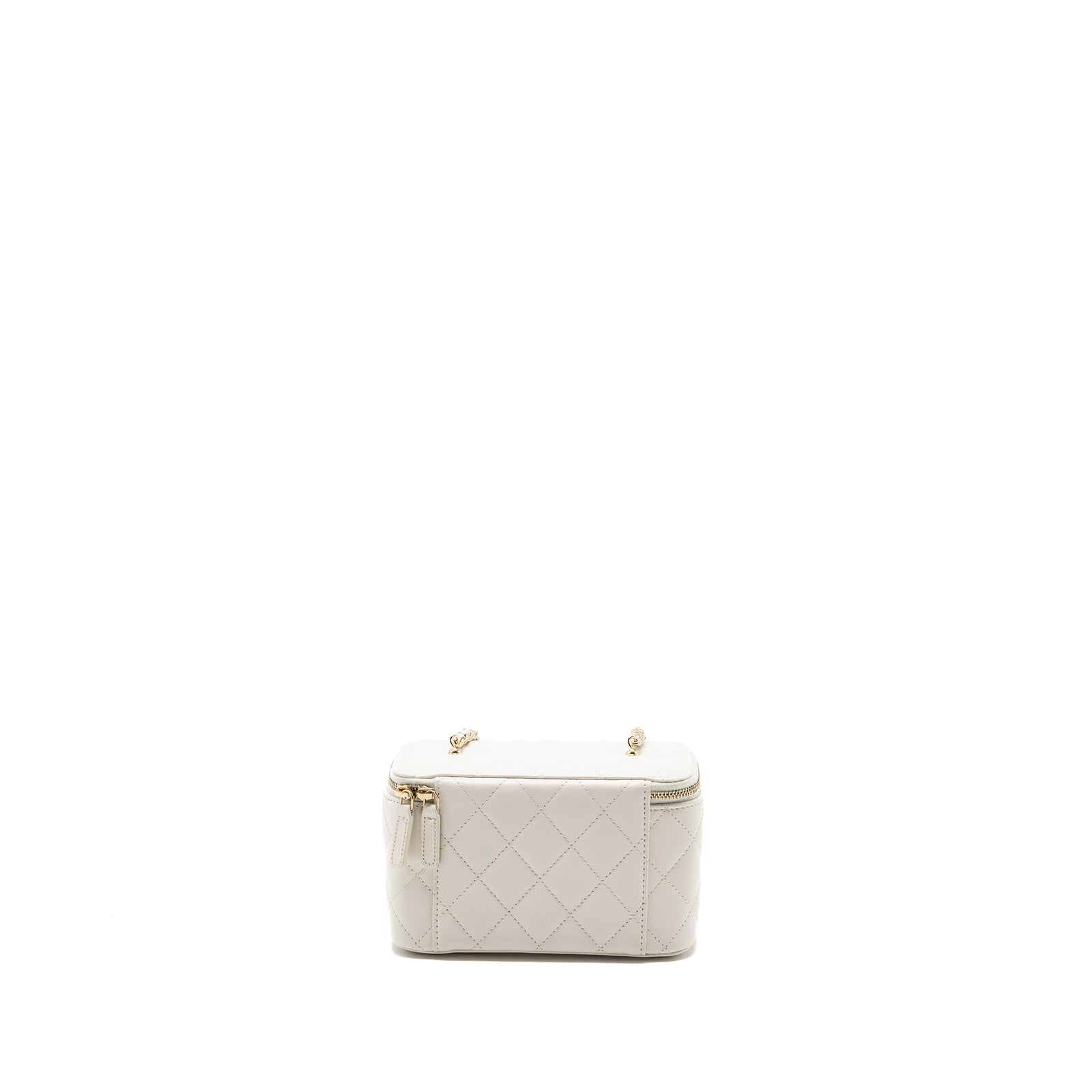 Chanel Letter/CC logo Chain Long Vanity Calfskin White LGHW