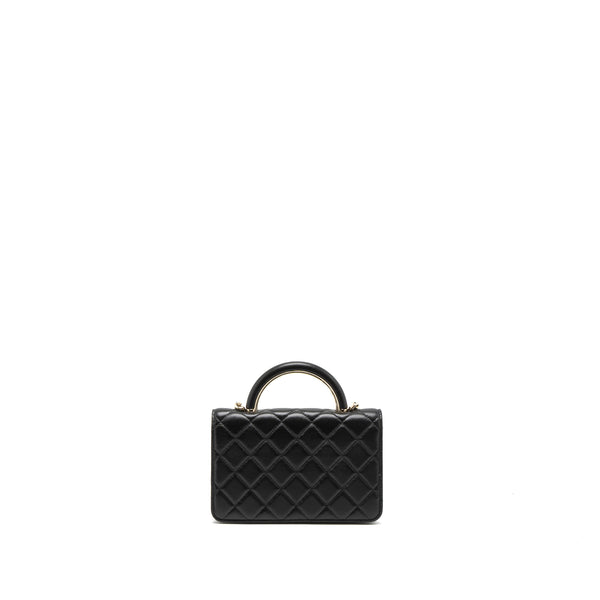 Chanel Leather Top Handle Wallet on Chain Lambskin Black LGHW (Microchip)