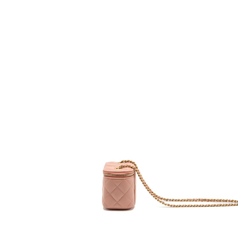 Chanel pearl crush mini vanity with chain lambskin pink GHW