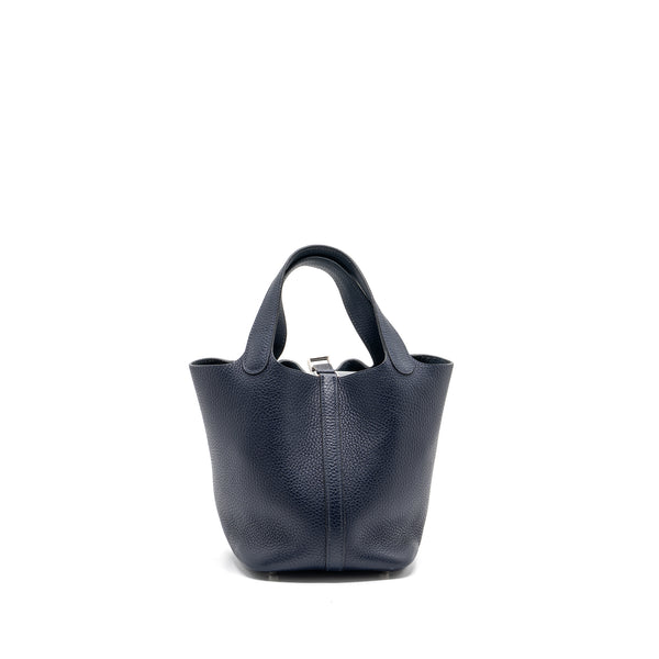 Hermes Picotin 18 Clemence Dark Blue SHW Stamp X
