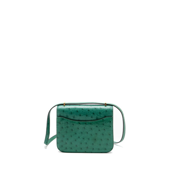 Hermes mini constance ostrich vert vertigo GHW stamp A