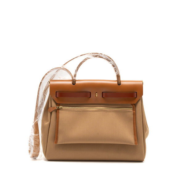 Hermes Herbag 31 Zip Bag Canvas/Vache Hunter Chai/ Natural Sable/ Fauve/ Cuivre GHW Stamp U