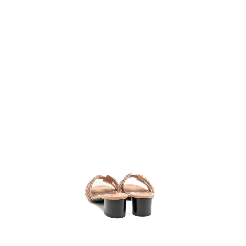 Hermes size 38 oasis sandal rhinestone details nude