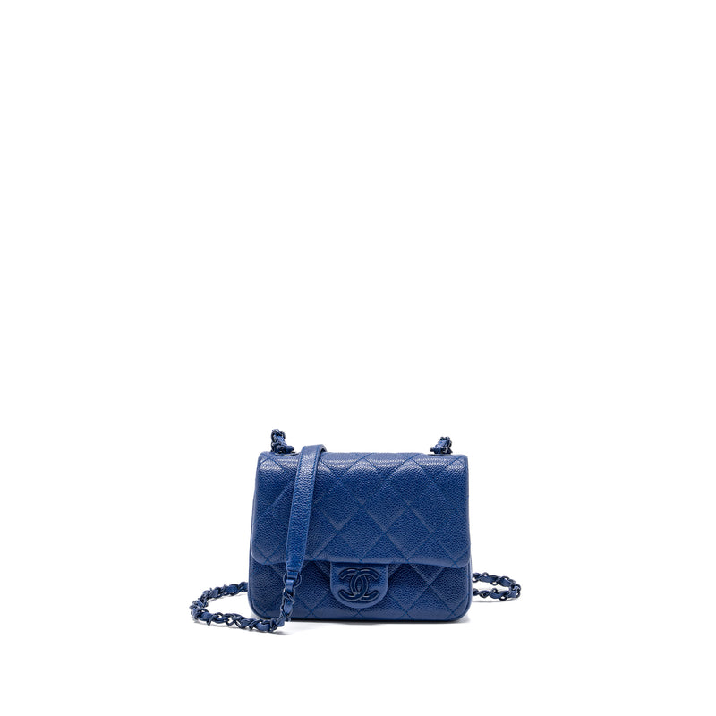 Chanel Square Flap Bag Caviar Blue with blue hardware