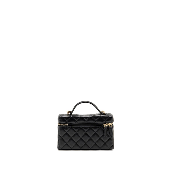 Chanel 25p CC top handle vanity with chain caviar black LGHW(microchip)
