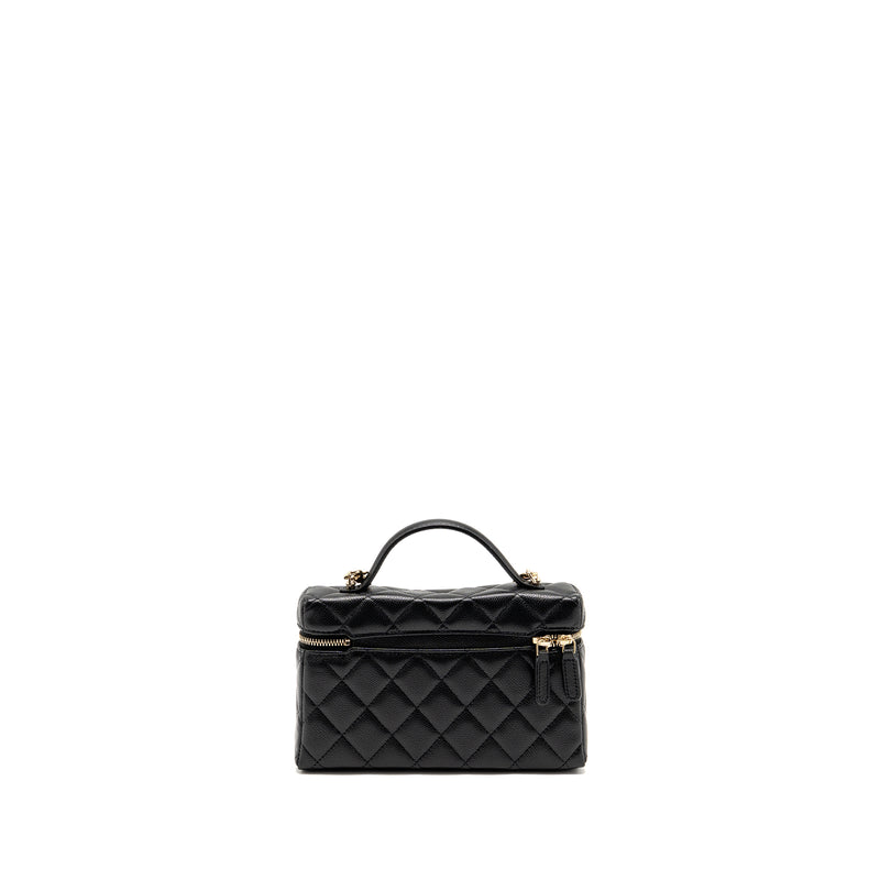 Chanel 25p CC top handle vanity with chain caviar black LGHW(microchip)