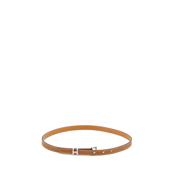 Hermes Size 75 Pop H 15 Belt Epsom Gold/ Mauve Pale SHW Stamp B display picture 1