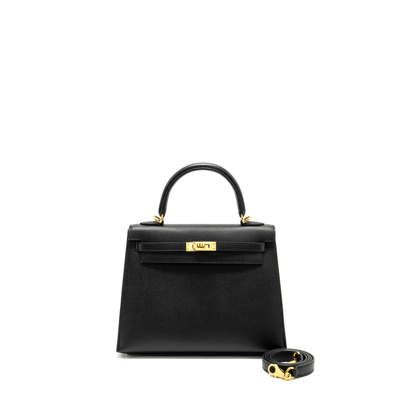 Hermes Kelly 25 Epsom Black GHW Stamp U