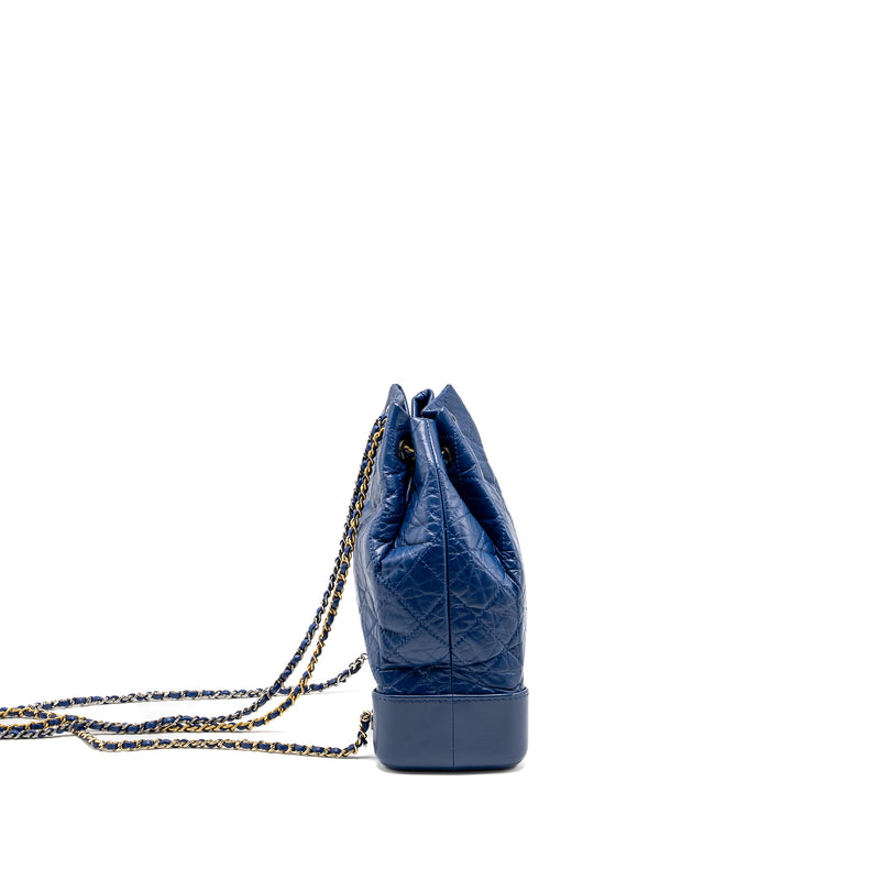 Chanel Gabrielle Backpack Aged Calfskin Blue Multicolour Hardware