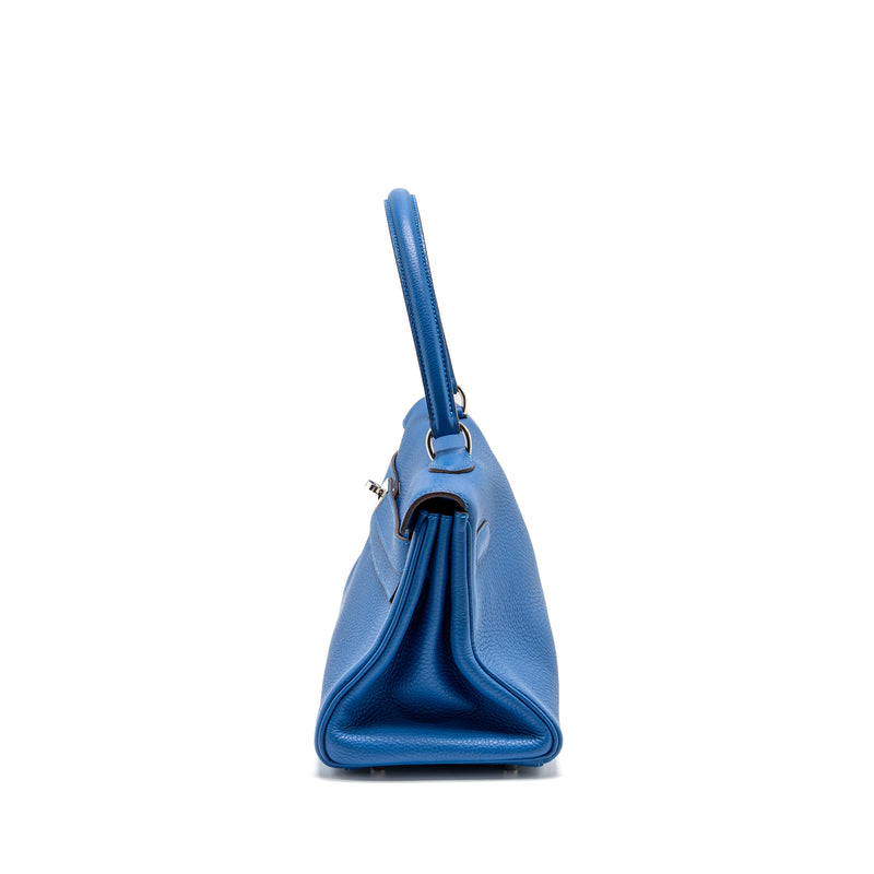 Hermes Shoulder Kelly Clemence Blue SHW Stamp Square O