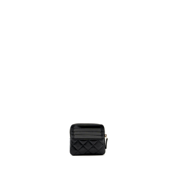 Chanel detailed CC logo zipper small wallet caviar black LGHW