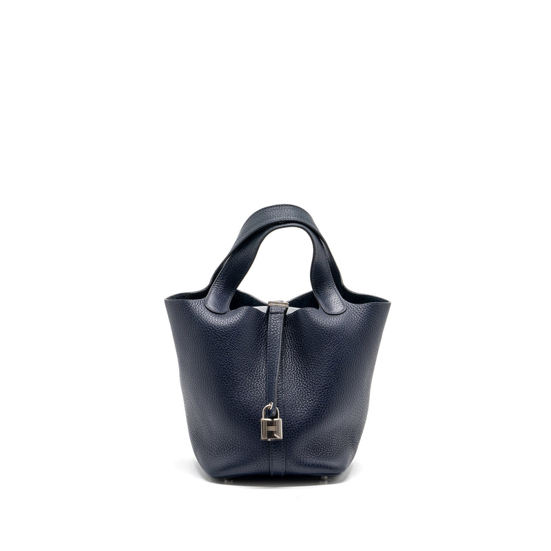 Hermes Picotin 18 Clemence Dark Blue SHW Stamp X