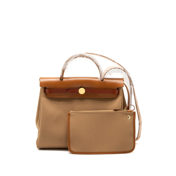 Hermes Herbag 31 Zip Bag Canvas/Vache Hunter Chai/ Natural Sable/ Fauve/ Cuivre GHW Stamp U