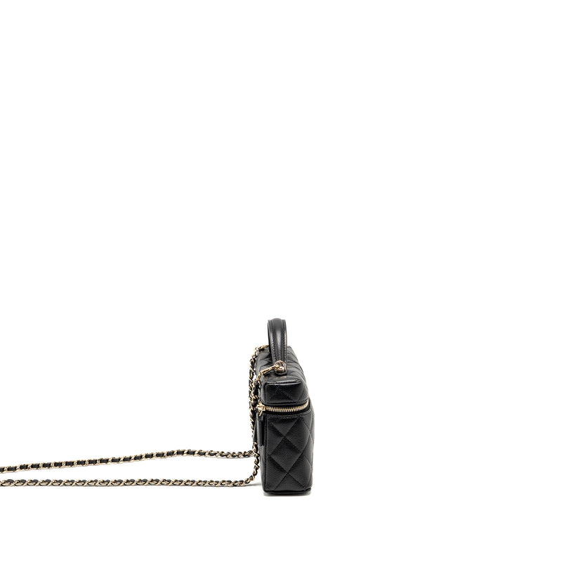 Chanel 25p CC top handle vanity with chain caviar black LGHW(microchip)