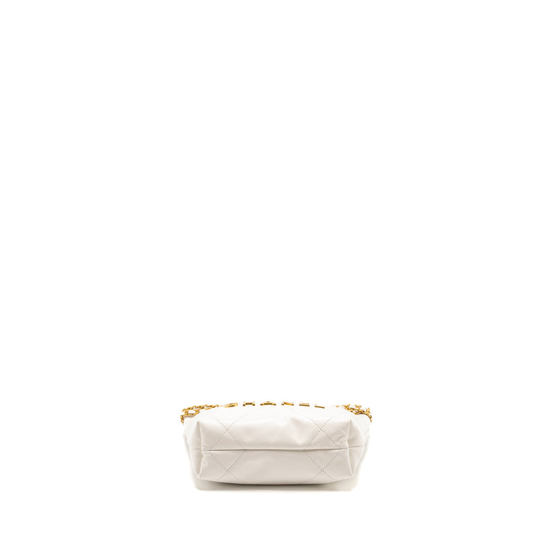 Chanel Mini 22 Bag Shiny Calfskin White GHW (Microchip)