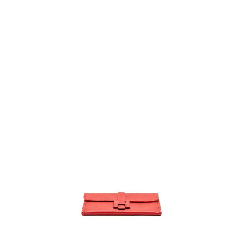 Hermes Jige Elan Wallet Swift Rouge SHW Stamp Square P