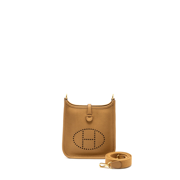 Hermes Mini Evelyne Clemence Biscuit/Camel GHW Stamp Z